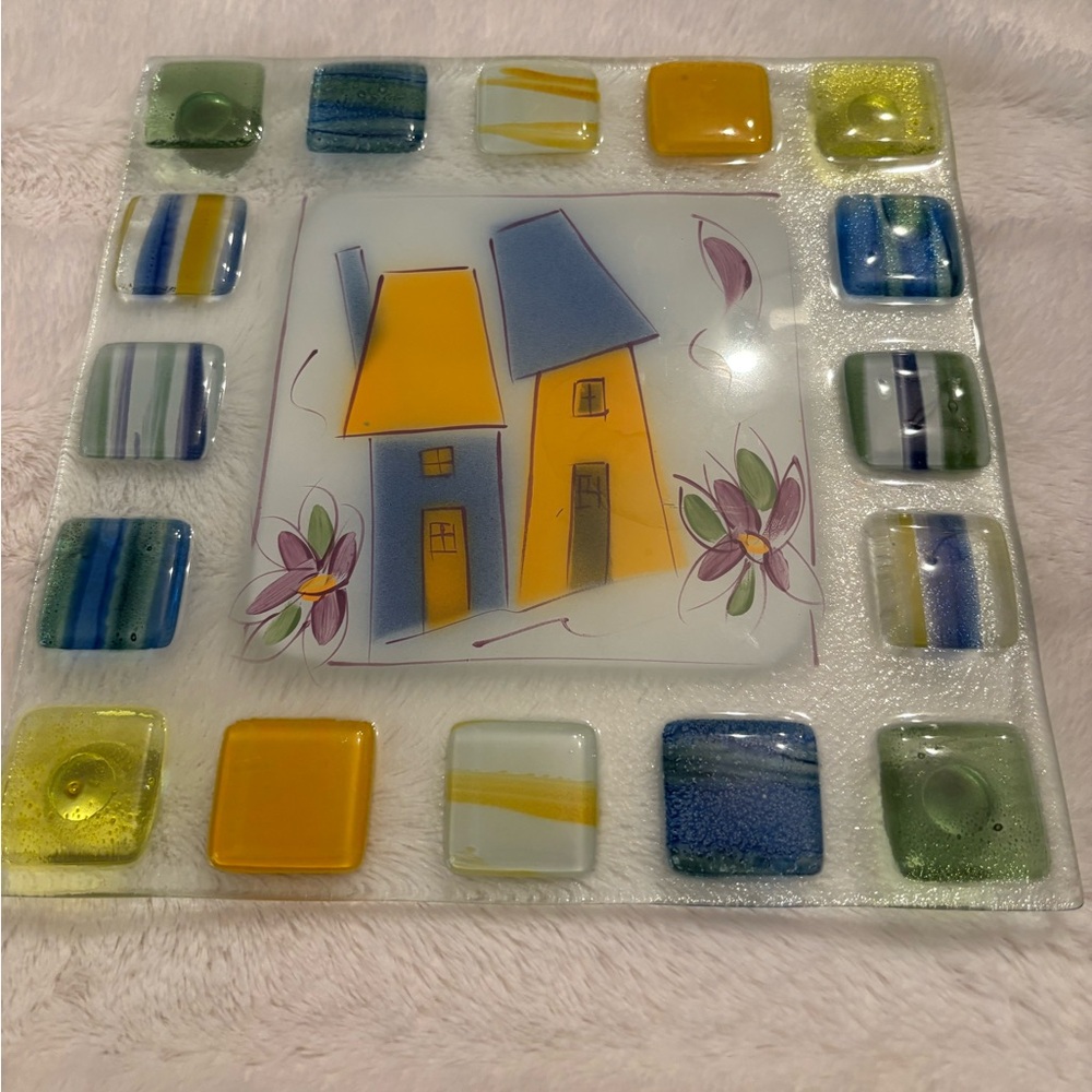 Atelier de verre fused art glass footed trivet
